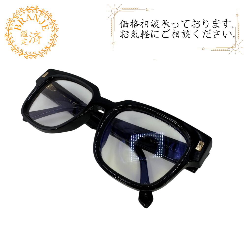 LOUIS VUITTON ルイヴィトン Z1597E ブルーライトカット オプティカル LV エスケイプ ブレイ アセテート メガネ ブラック メンズ