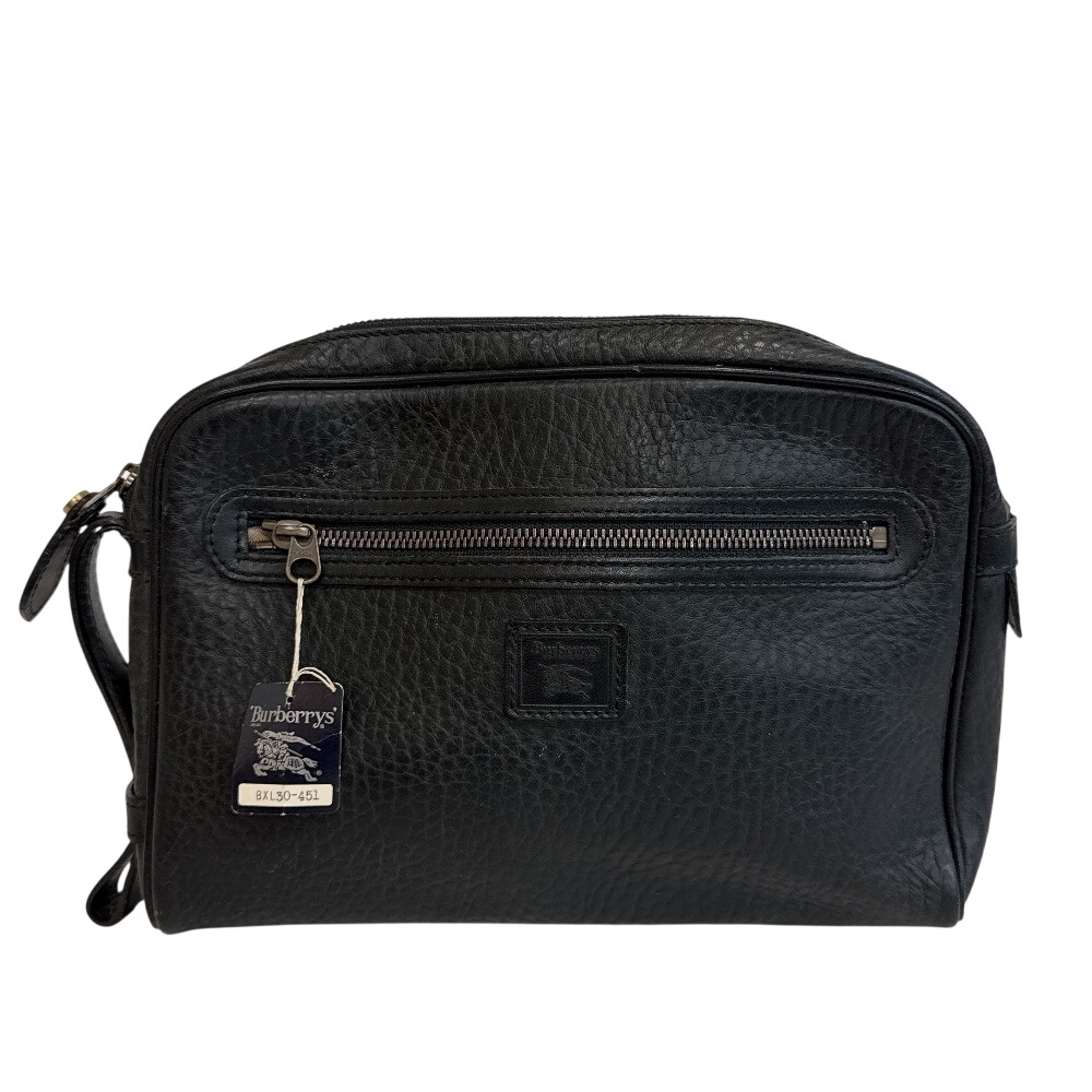 Burberrys バーバリーズ 新品タグ付き ヴィンテージ セカンドバッグ レザー クラッチバッグ ブラック メンズ