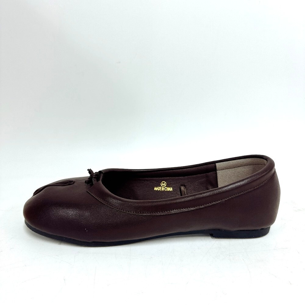 足袋パンプス バブーシュ フラット Mサイズ ブラウン Heart Action レディース 歩きやすい ぺたんこ靴