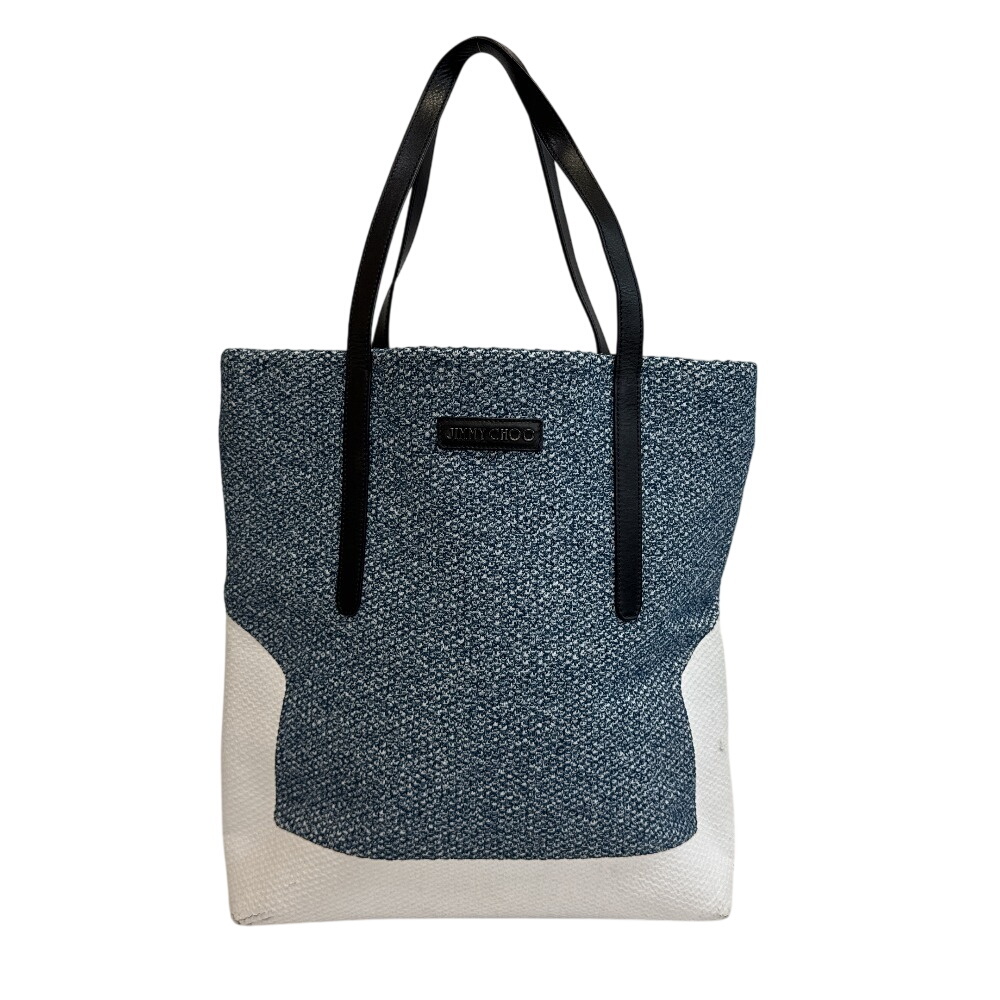 JIMMY CHOO ジミーチュウ ショルダーバッグ コットンデニム トートバッグ ブルー ユニセックス