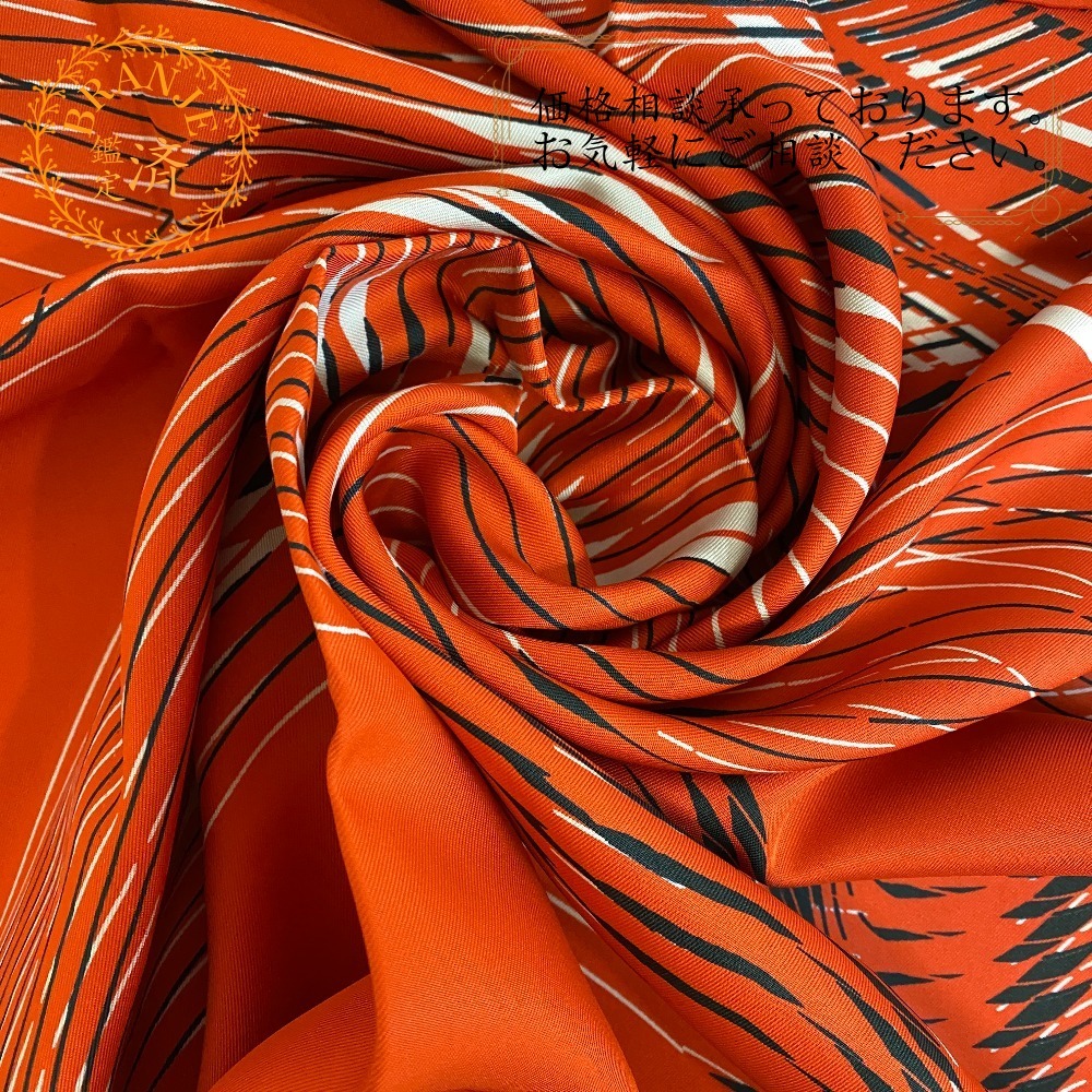 HERMES エルメス カレ90 H Cinetique シルク スカーフ レッド レディース