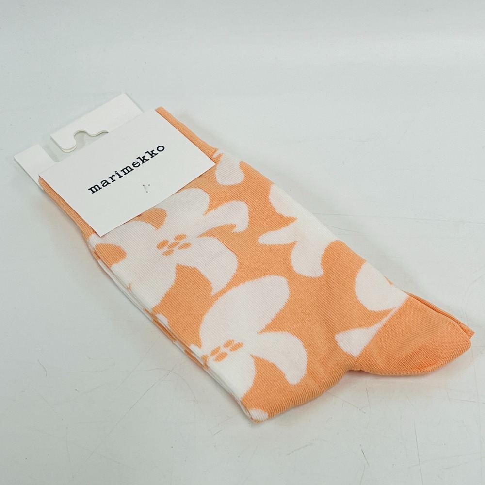 marimekko ソックス Henki Villinarsissi ピーチ レディース 靴下 マリメッコ 北欧デザイン クルー丈 コットン混