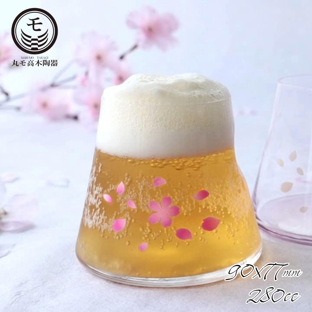 グラス ビアグラス 富士山 丸モ高木陶器 宝永グラス クリア 冷感 桜舞 280cc お酒 ビール 焼酎 ギフト プレゼント 誕生日