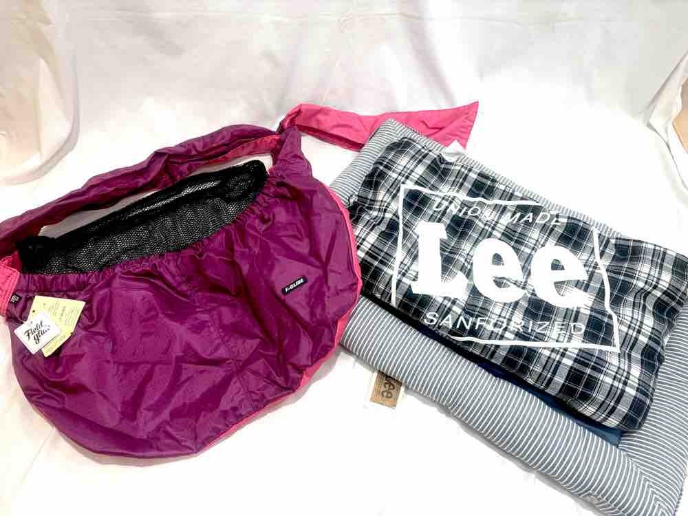 （M9376）【1円〜新品未使用】ペット用スリング＆ベッドセット 小型犬 猫 キャリーバッグ Leeロゴ お出かけ 旅行 抱っこ紐