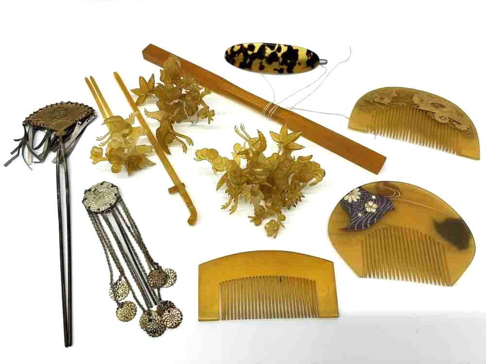 （KW3930）★和小物おまとめ★　昭和レトロ　櫛 簪 くし　かんざし アンティーク 髪飾り　和服　和装　ビンテージ