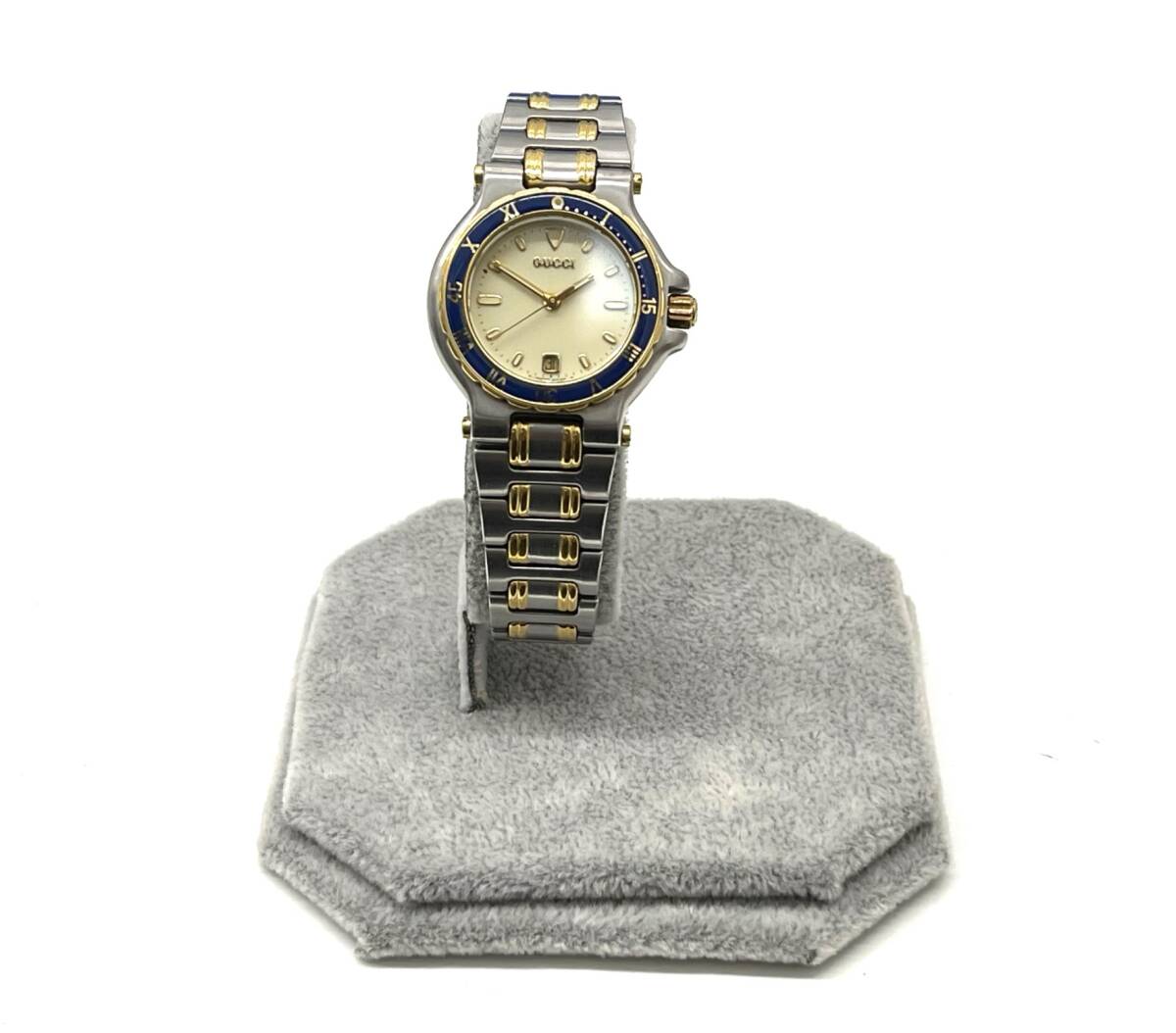 (KW3609)★GUCCI 9700L レディース　クオーツ腕時計★　稼働　アイボリー文字盤　グッチ