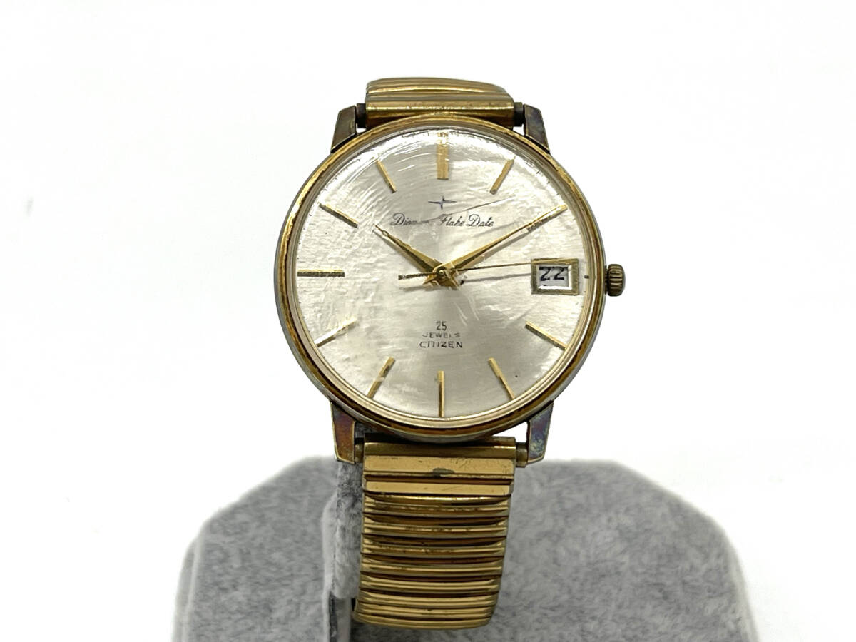 (KW3562B)希少　CITIZEN　ダイヤモンドフレークデイト　25石　手巻きアンティーク腕時計　稼働　FD515301　