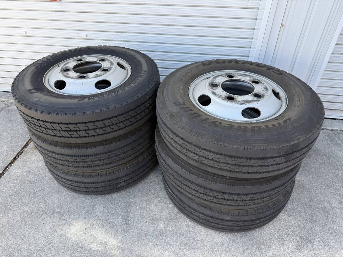 BRIDGESTONE DURAVIS R205/R207混在 タイヤ・鉄ホイールセット 6本まとめて販売 207/85R16 117/115N LT 5穴 小型トラック用 良好