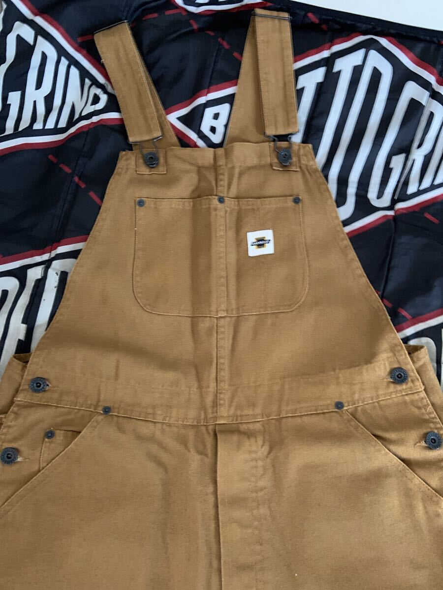 brixton chevrolet size Ｌ ダック地 ブラウン ダブルニー オーバーオール
