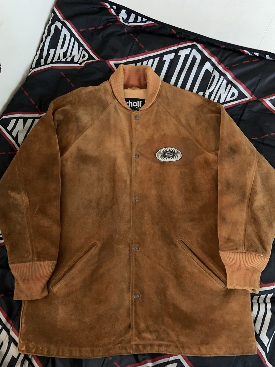 90s schott USA製 size40 スエード レザージャケット コーチジャケット L