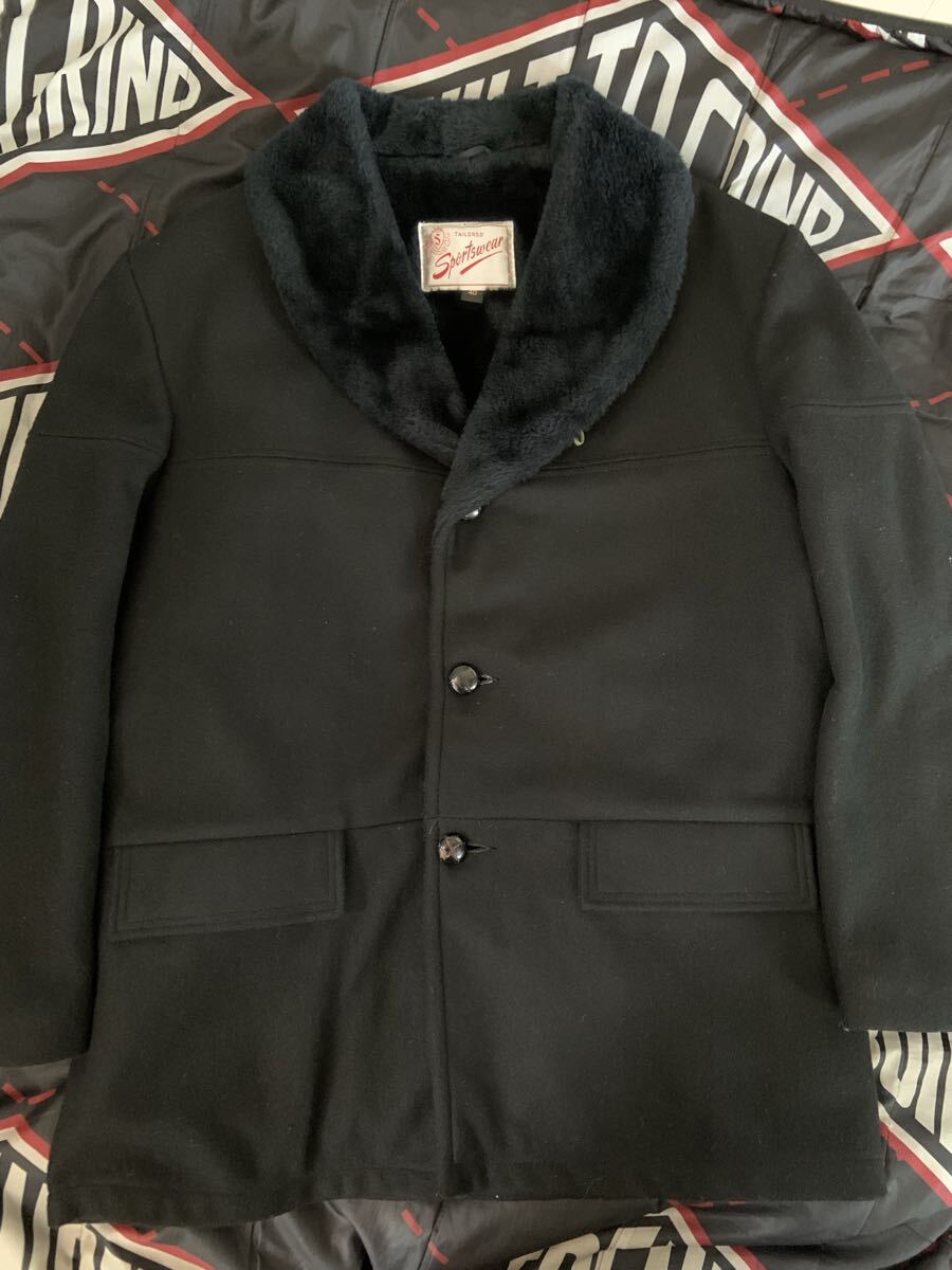 60s 70s sportswear size 40 ギャングコート ロカビリー ファラオ ウール コート ギャングコート