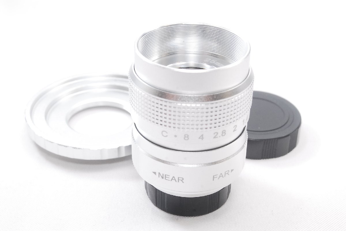 新品未使用品 25mm F1.4 SIL シルバー Nikon ニコン C-N1 ミラーレス Cマウントレンズ Fujian CCTV マウントアダプター