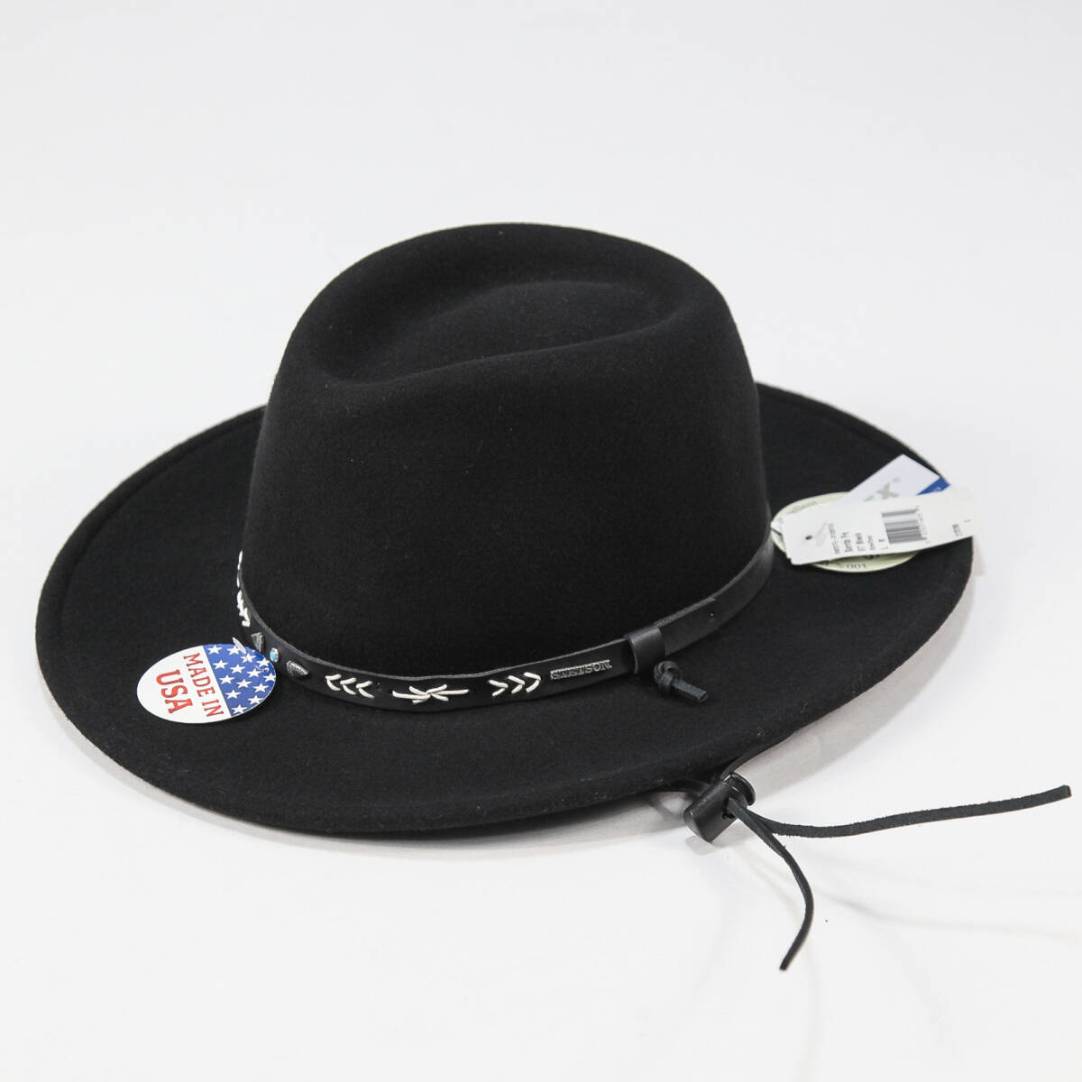 新品 STETSON ステットソン USA製 SANTA FE サンタフェ ウエスタンハット ST947 L(58.5cm) ブラック アウトドア サファリ 帽子 SSM6916