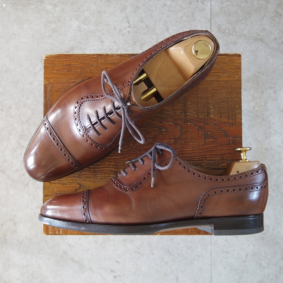 ★エドワードグリーン 7.5D【現行定価20万円以上★CANTERBURY/202ラスト】カンタベリー/クォーターブローグ/濃茶/EDWARD GREEN★o612-8