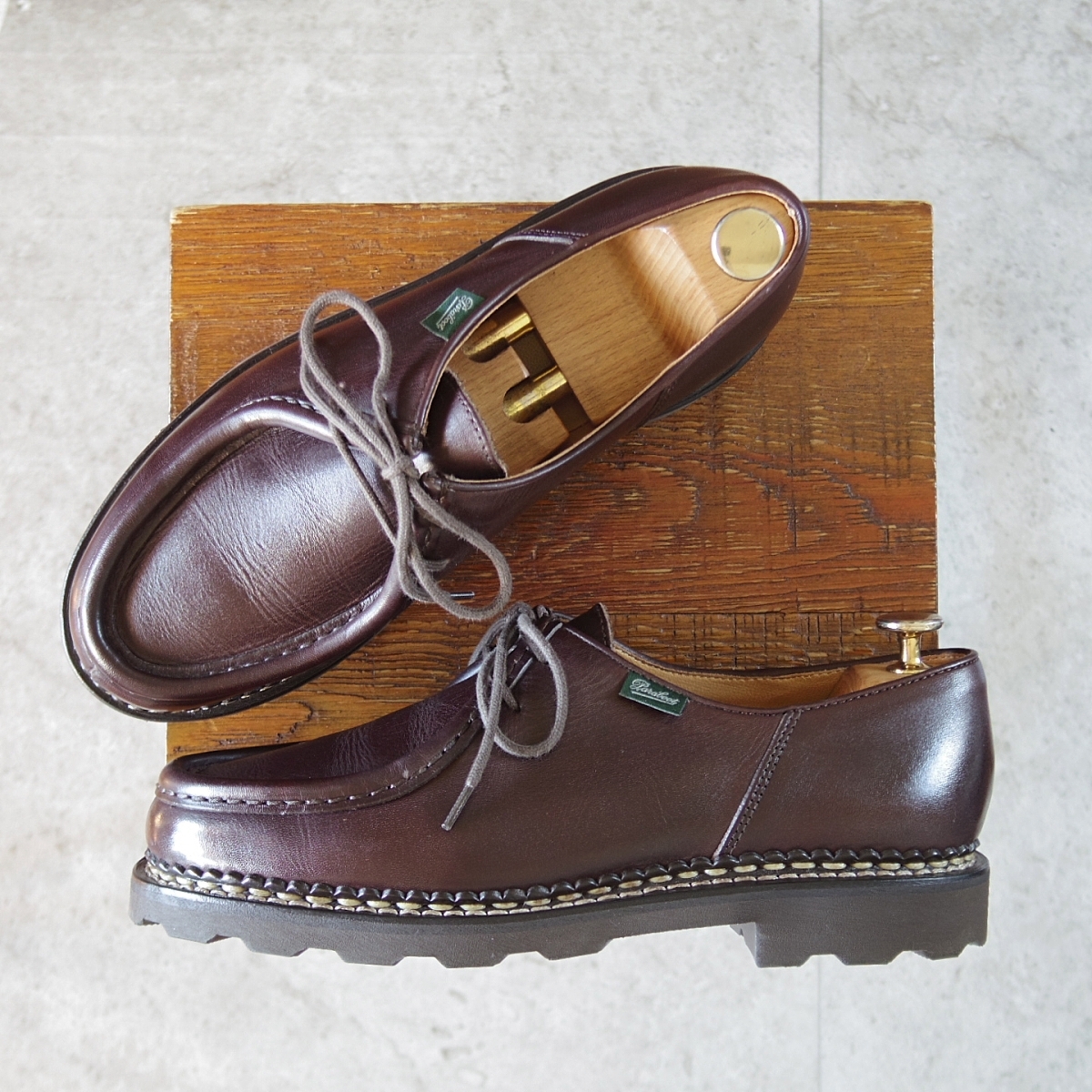 使用数回★パラブーツ SIZE 40.5【定価￥96,800-★ミカエル/MICHAEL】チロリアンシューズ/リスレザー/CAFE/濃茶/Paraboot★o643-7.41