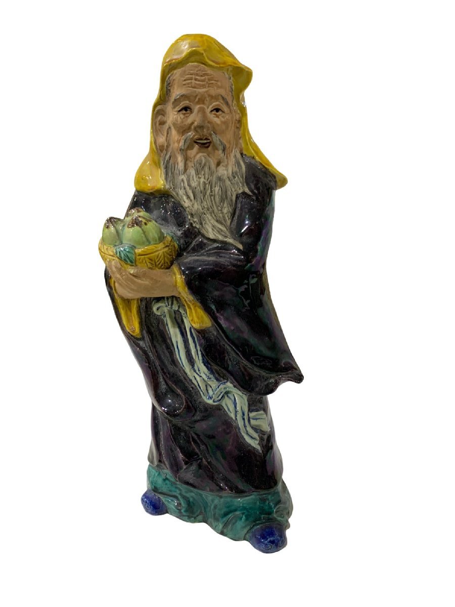 九谷焼 寿老人 置物 高さ約36cm 縁起物 飾物