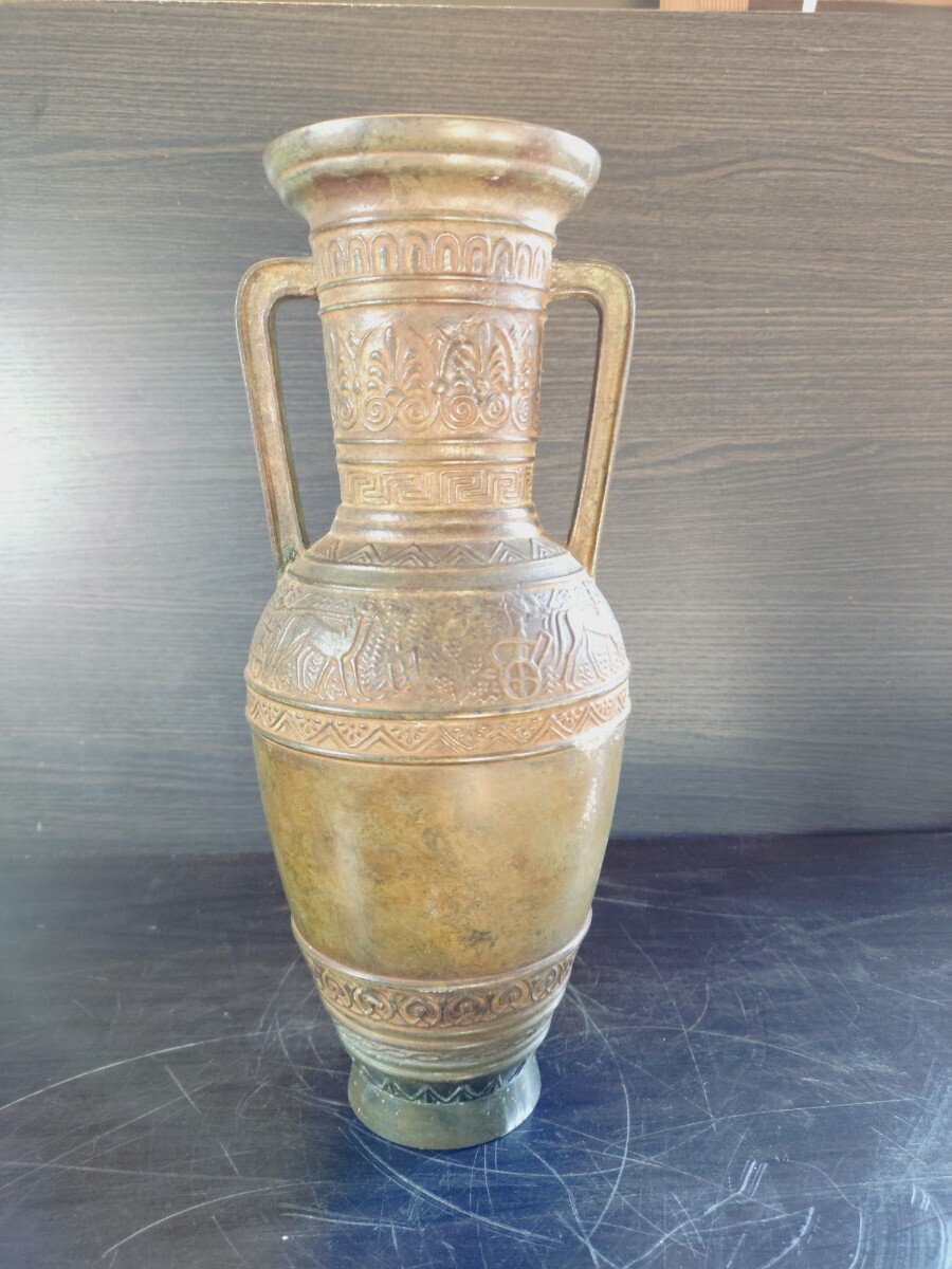 銅製 古い花瓶 喜泉 金属工芸