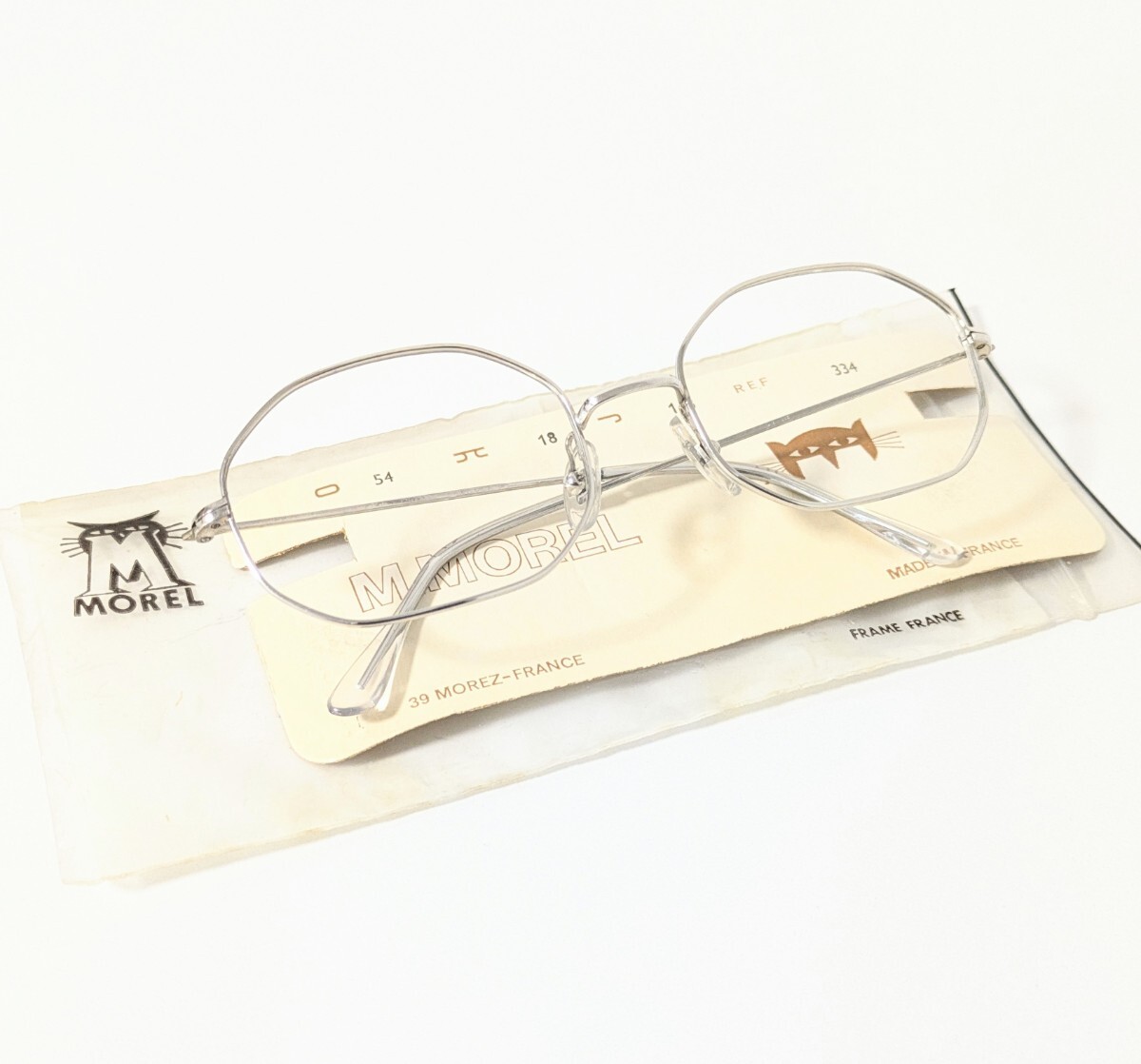 《14金》《MOREL》高級メガネ デッドストック　バレル型シルバーメタル　１４KGF 金張り眼鏡　フランス モレ製ビンテージ　紳士　極美品