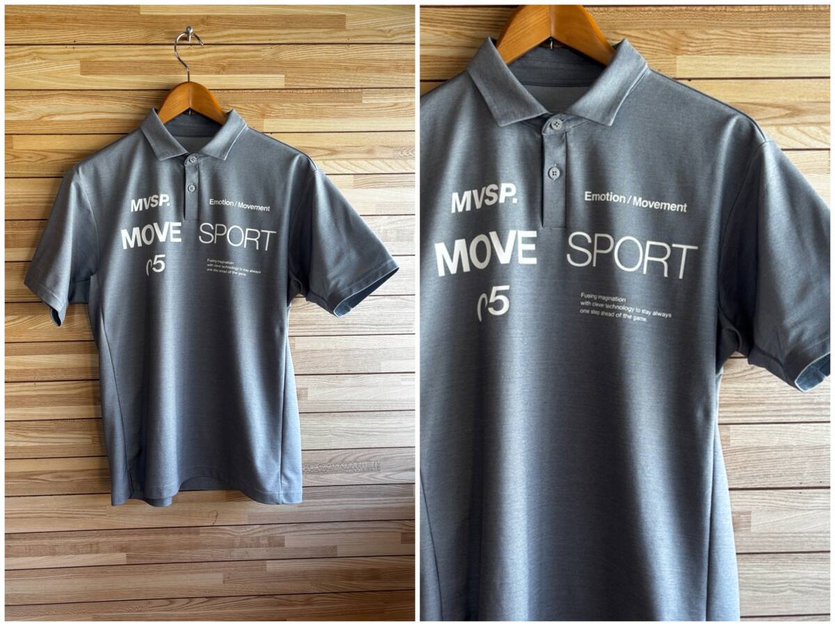 #セール★サイズ M★DESCENTE デサント MOVE SPORT ムーブスポーツ 半袖 シャツ ポロシャツ -3℃ クーリング UVカット グレー 春夏 春 夏