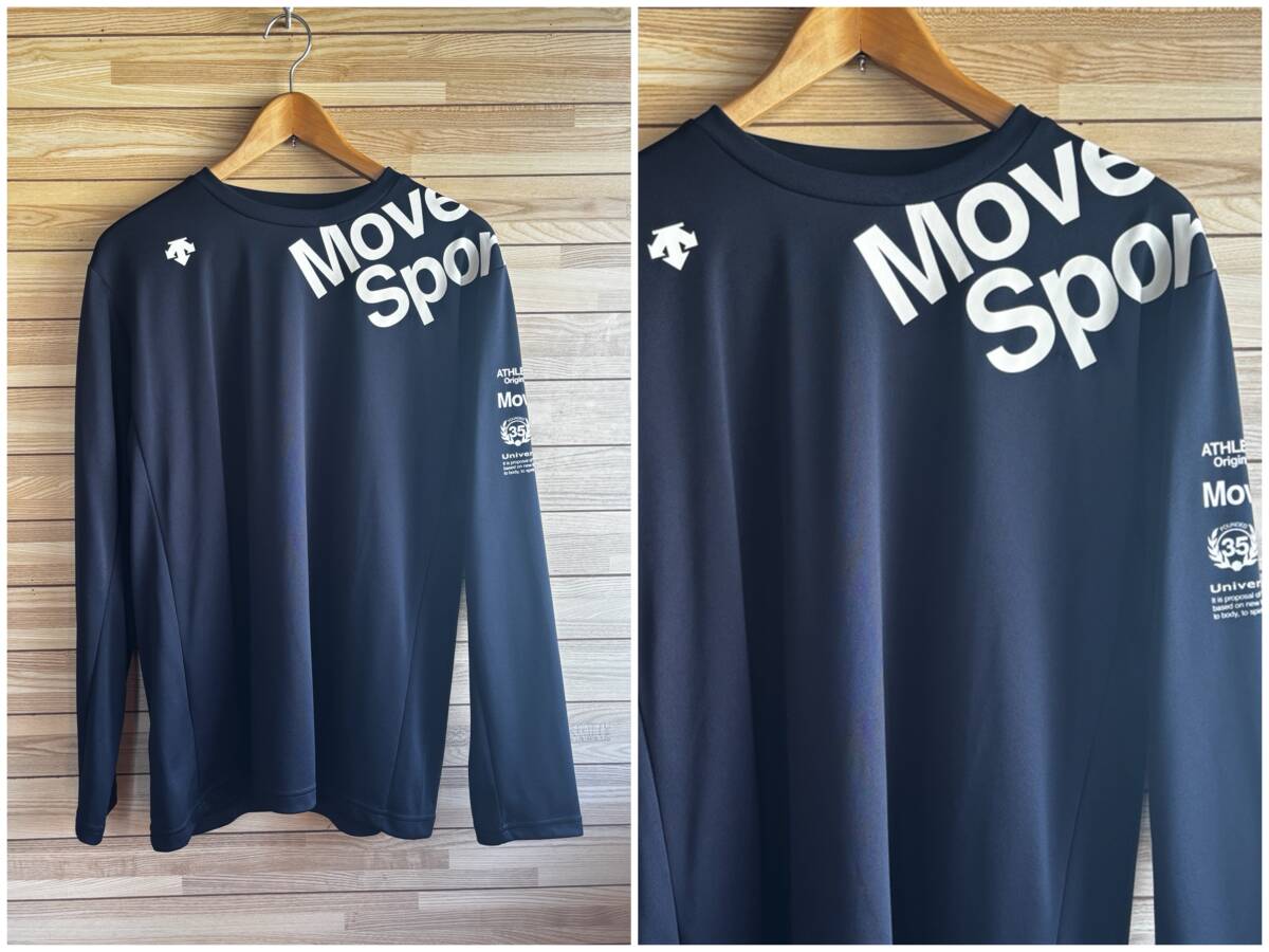 #セール★大きい サイズ O XL★DESCENTE デサント MOVE SPORT ムーブスポーツ 長袖 シャツ ロング Tシャツ ネイビー 紺 トレーニング