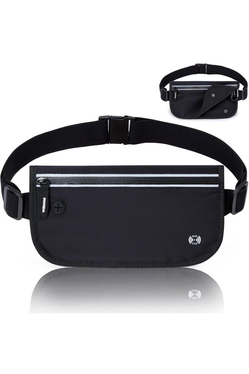 セキュリティ ポーチ ウエストポーチ シークレットポーチ パスポート カードバッグ 超軽量 超薄型 隠しポーチ RFID スキミング防止