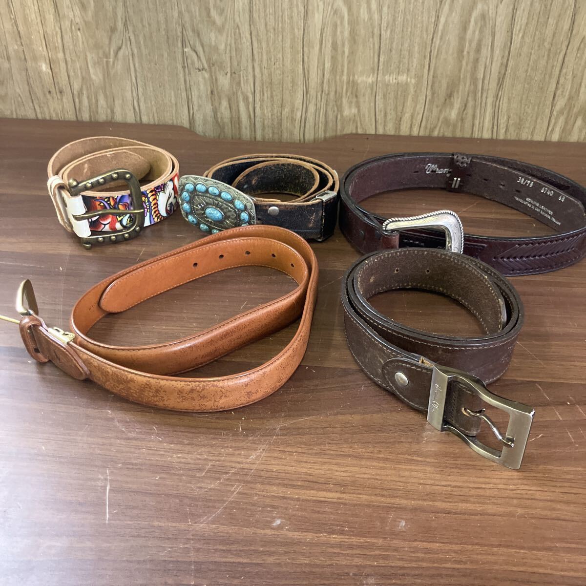 ベルト 5点 まとめ レザー ウエスタン デザイン 装飾 エディバウアー POLO カジュアル 等 バックル ブランド
