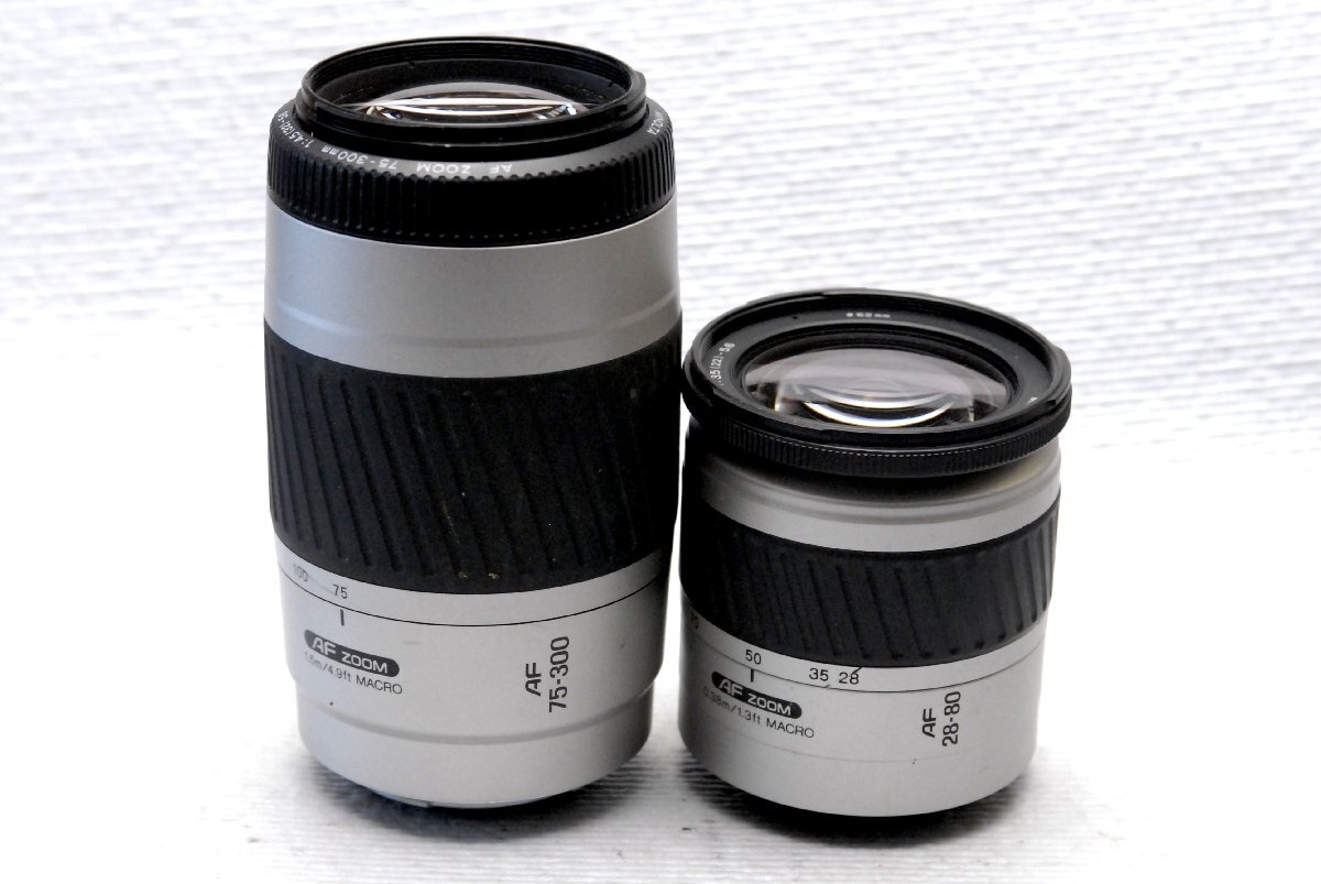 MINOLTA ミノルタ純正α専用 AFズームレンズ（28-80mm + 75-300mm） 2本まとめて 作動品