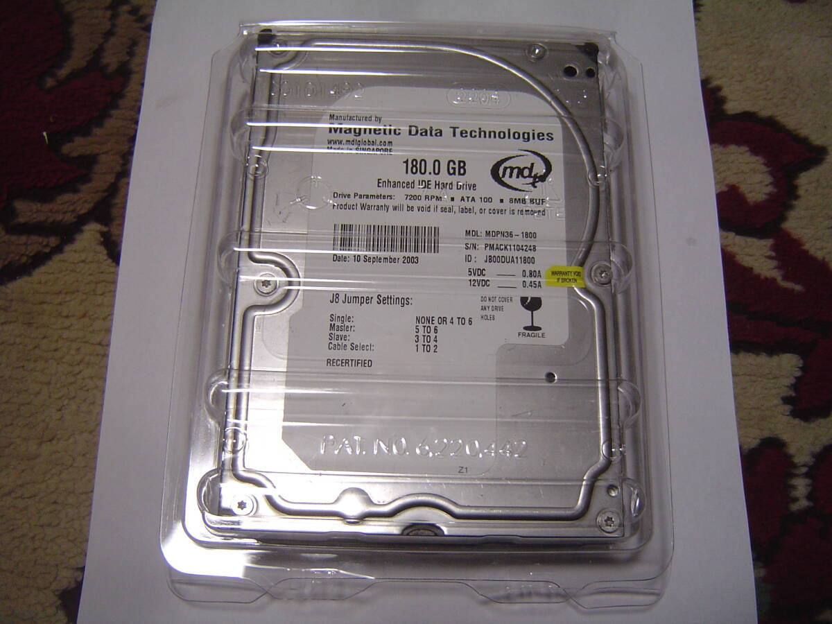 ３．５インチ IDE接続 HDD 180GB　使用時間　短い 美品　　960