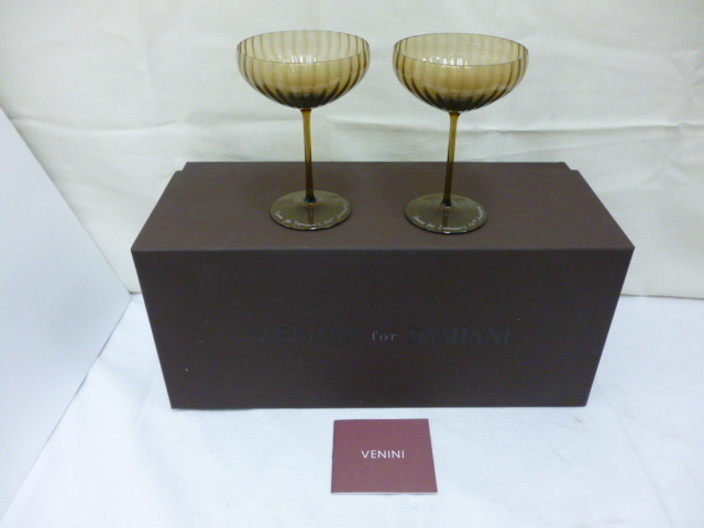 【M46718】VENINI for DAMIANI ダミアーニ BOLLICINE ボリチーネ シャンパングラス ペアグラス 100周年限定品 箱入り 未使用保管品