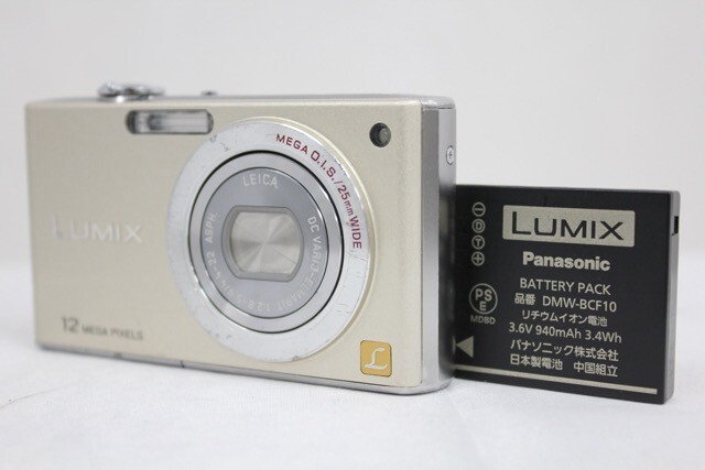 【返品保証】 パナソニック Panasonic LUMIX DMC-FX40 ゴールド バッテリー付き コンパクトデジタルカメラ e9267