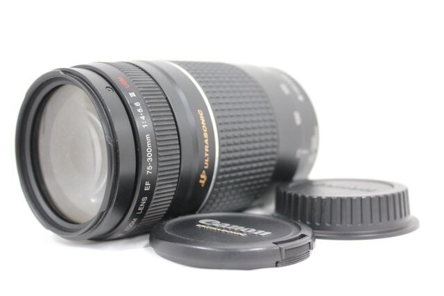 【返品保証】 キャノン Canon AF ZOOM EF 75-300mm F4-5.6 III USM 前後キャップ付き レンズ e9253