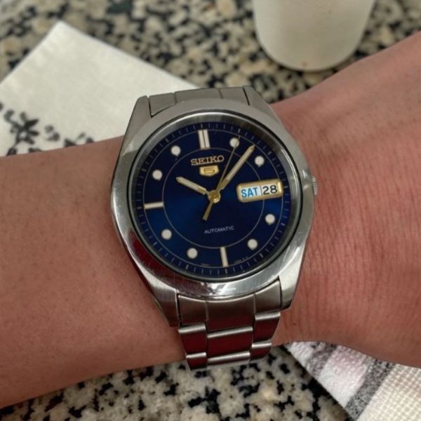 【セイコー5/稼動品/2001年10月製造/ヴィンテージ/】SEIKO 5 自動巻き 7S26A-0420 ネイビーダイアル 裏スケ 21石 　メンズ腕時