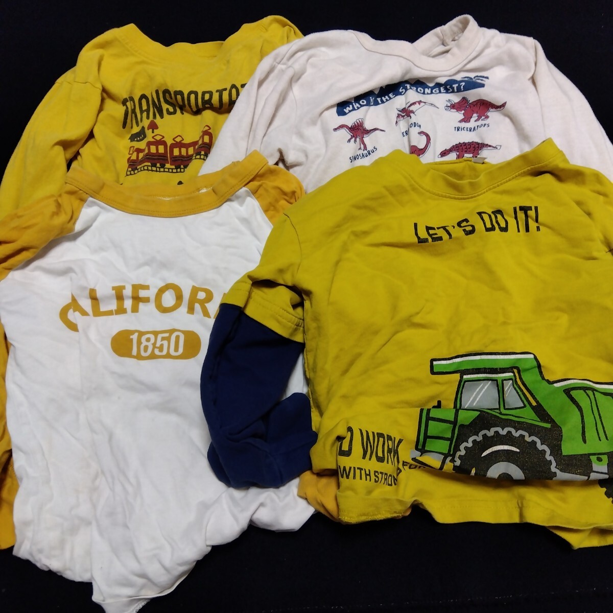 子供服 130 4着セット 長袖Tシャツ 男の子 はたらくくるま キッズ 長袖 Tシャツ 恐竜 130-17