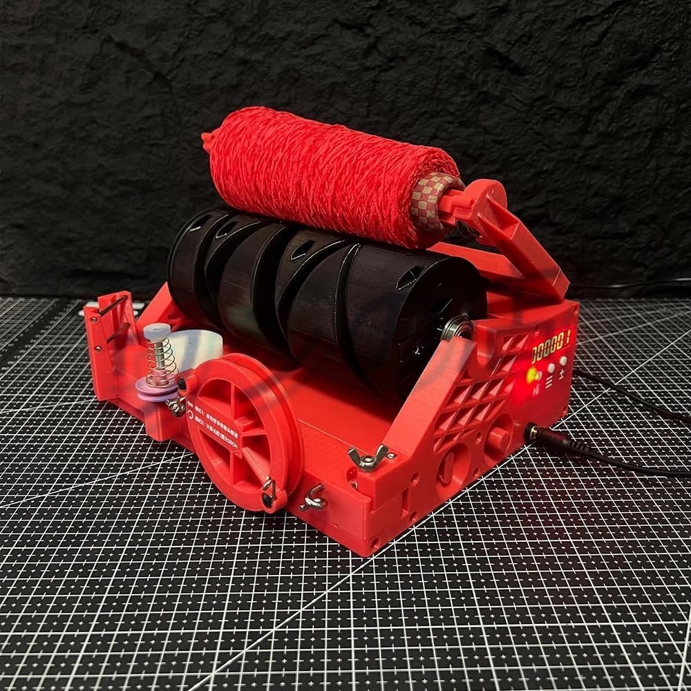 ロータリーロックタンブラー、糸ホルダースピナー、6桁ディスプレイ、長さ検出器/自動一時停止機能内蔵、かぎ針編み/ラグ織り/編み物用