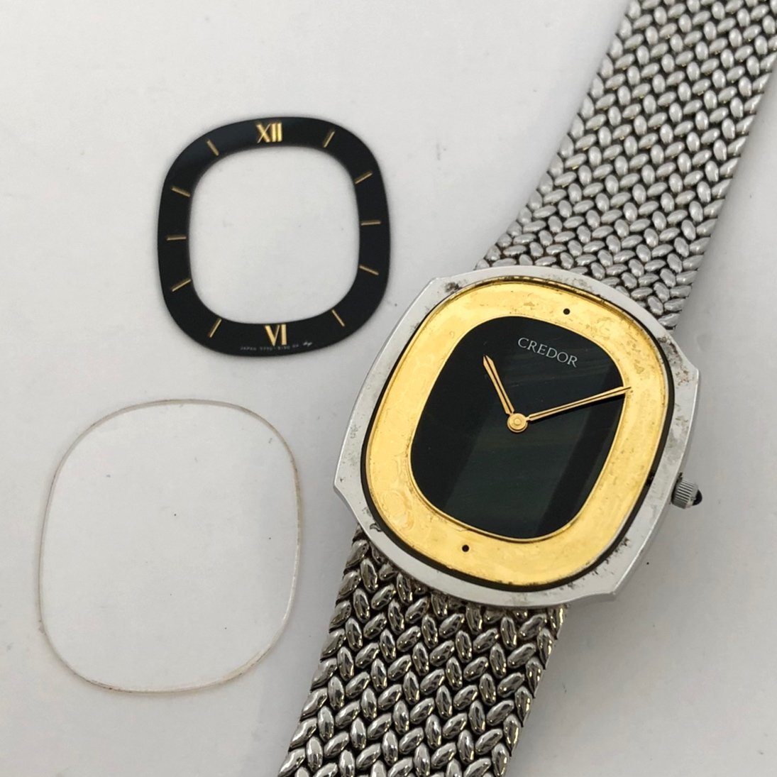 1円～/SEIKO/セイコー/CREDOR/クレドール/7770-5140/2針/ブラック文字盤/純正ベルト/クォーツ/メンズ腕時計/稼動品/難あり/ジャンク/S096