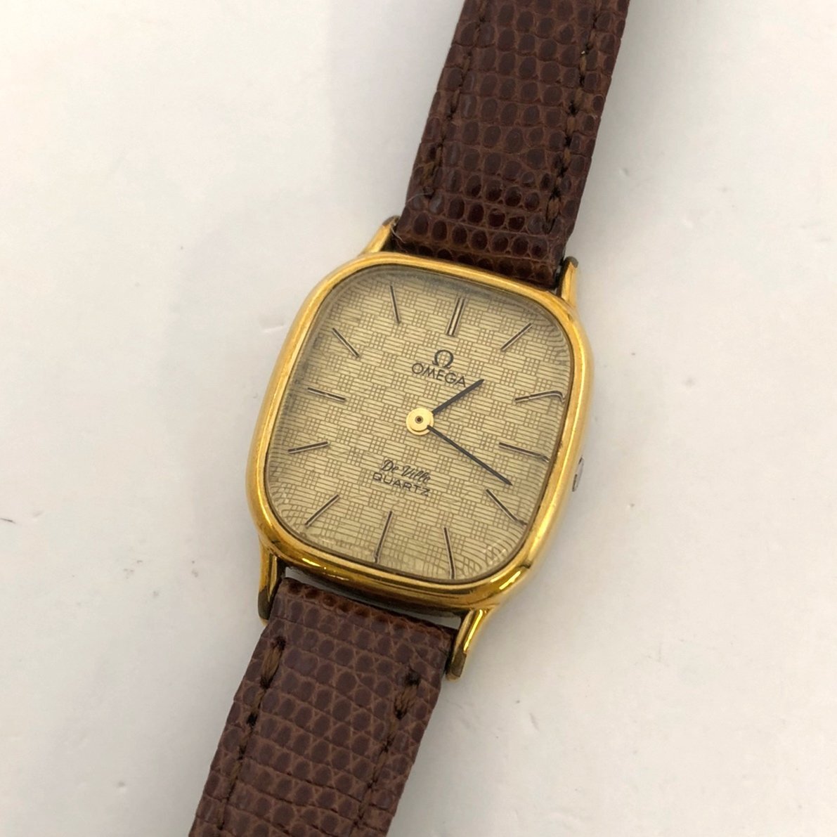 1円～/OMEGA/オメガ/DeVille/デビル/1350/2石/2針/ゴールド文字盤/ゴールドカラー/クォーツ/レディース腕時計/ジャンク/S094