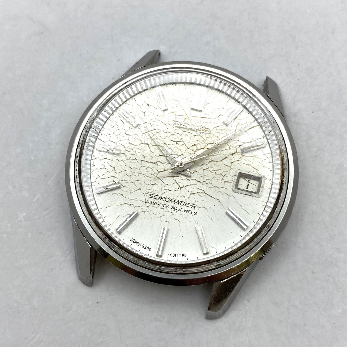1円～/SEIKO/セイコー/SEIKOMATIC-R/セイコーマチック/デイト/8305-9010/30石/3針/シルバー文字盤/自動巻/メンズ腕時計/ジャンク/H064