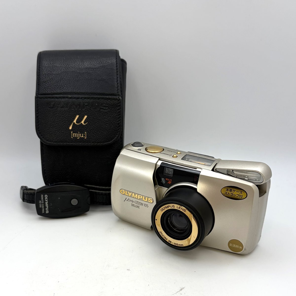 1円～/OLYMPUS/オリンパス/μ[mju:]/ZOOM/105/DELUXE/ケース・付属品付/フィルムカメラ/コンパクトカメラ/通電確認済/難あり/ジャンク/N064