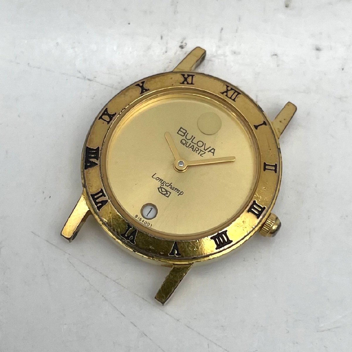 1円～/BULOVA/ブローバ/Longchamp/ロンシャン/Wネーム/2針/デイト/ゴールド文字盤/ラウンド/クォーツ/腕時計/ジャンク/R172