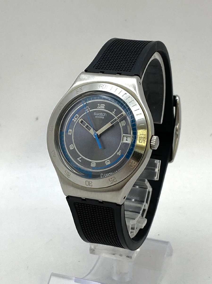 swatch/スウォッチ/IRONY/アイロニー/デイト/3針/青系文字盤/シルバーカラー/純正ベルト/クォーツ/メンズ腕時計/ジャンク/H066