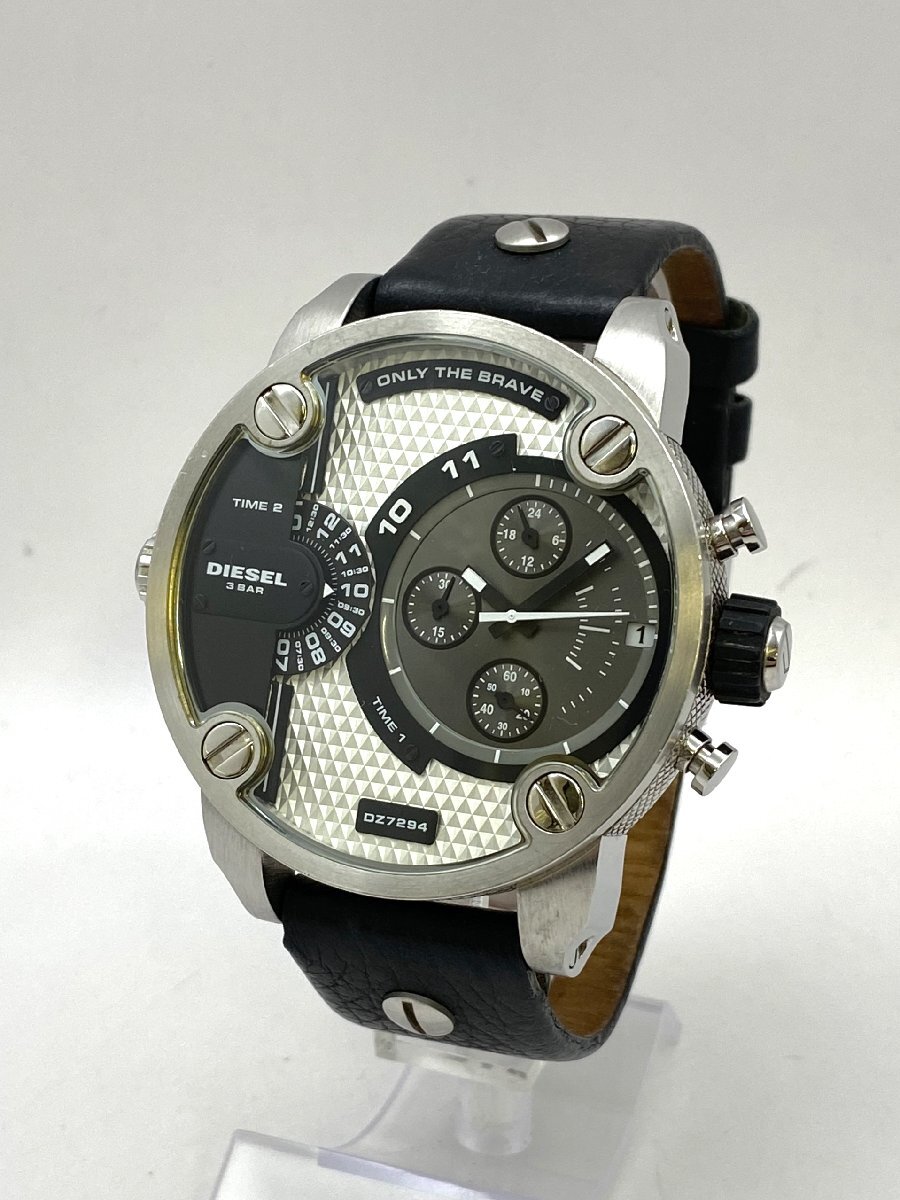 DIESEL/ディーゼル/DZ-7294/ONLY THE BRAVE/クロノグラフ/デュアルタイム/デイト/純正ベルト/クォーツ/メンズ腕時計/ジャンク/H067