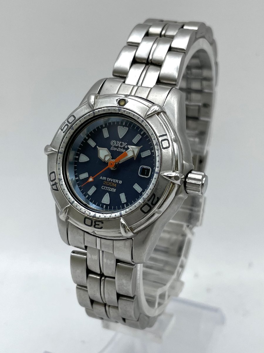 CITIZEN/シチズン/OXY/AIR DIVER‘S/8512-L20310/3針/デイト/青文字盤/ラウンド/ソーラー/メンズ腕時計/稼動品/ジャンク/R120