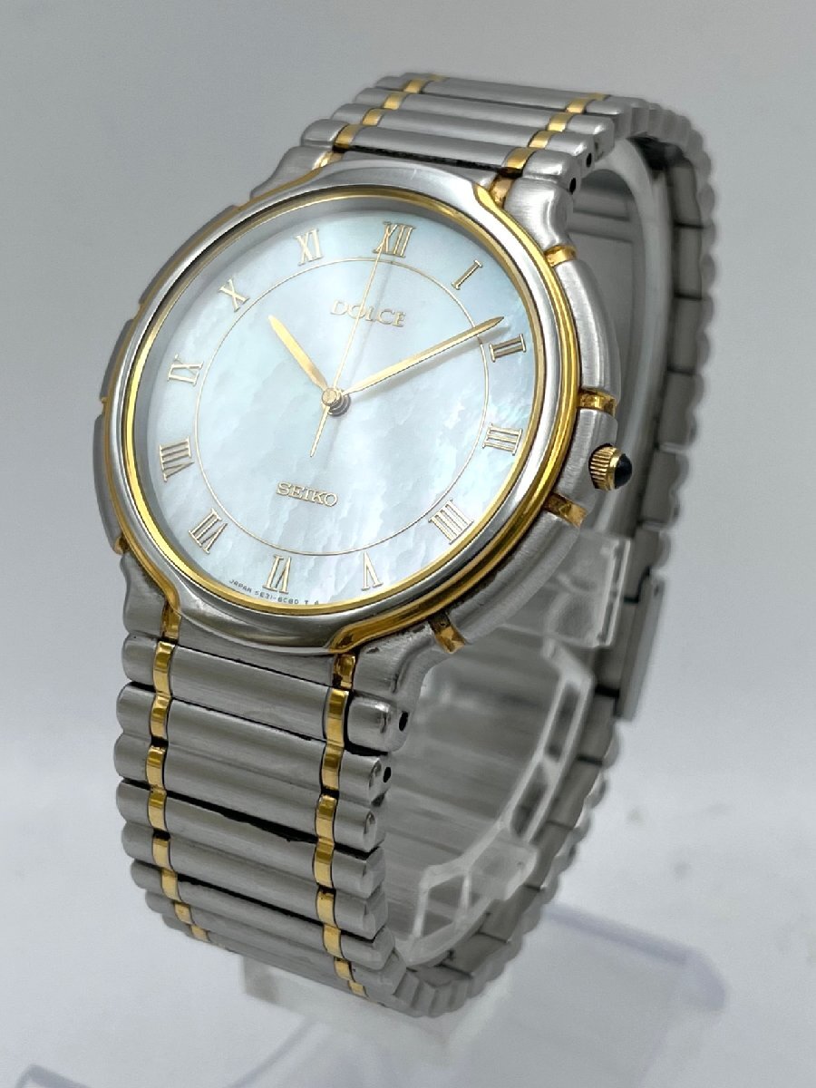 SEIKO/セイコー/DOLCE/ドルチェ/5E31-6B20/3針/シェル文字盤/コンビカラー/ラウンド/純正ベルト/クォーツ/メンズ腕時計/ジャンク/R121