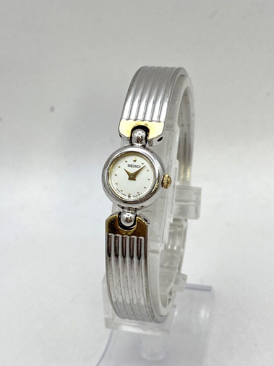 SEIKO/セイコー/1E20-0380/2針/シルバー文字盤/コンビカラー/バングルウォッチ/クォーツ/純正ベルト/レディース腕時計/ジャンク/H074
