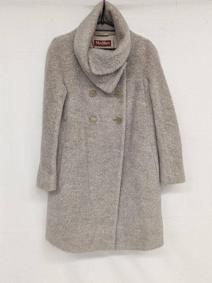1円～/Max Mara/STUDIO/アルパカ混/ヴァージンウール/Aライン/38/Mサイズ/コート/ミドル丈コート/アウター/ヴィンテージ/ジャンク/L098
