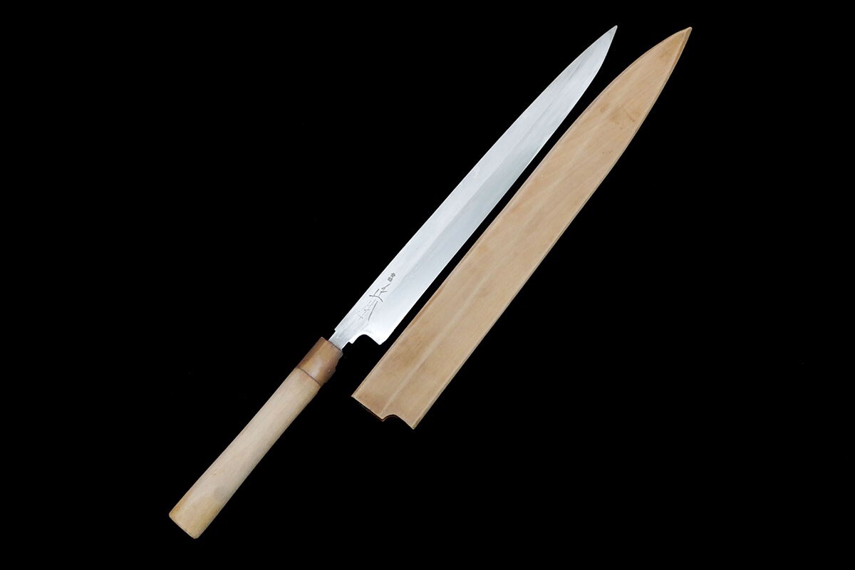 良品｜正本 柳刃包丁 霞 尺 朴柄 白鞘付 KN02-B5194-2L3D