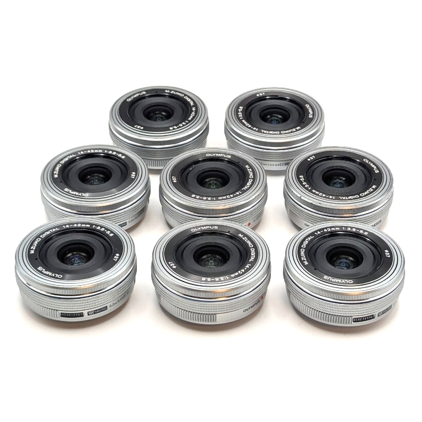 8個 まとめ OLYMPUS M.ZUIKO DIGITAL ED 14-42mm F3.5-5.6 EZ シルバー オリンパス ズームレンズ パンケーキ