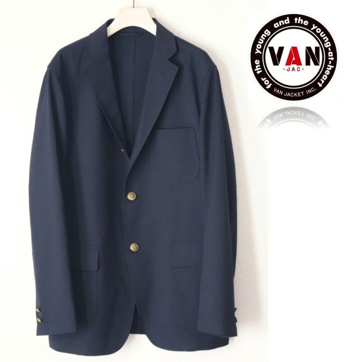 35,200円新品【VAN JAC ヴァンジャケット】春夏モデル 金ボタン 段返り 3Bジャケット ブレザー 紺 L v8127
