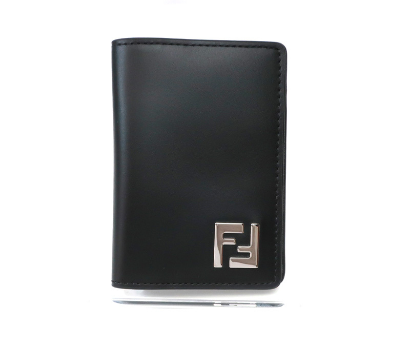 未使用 フェンディ FFスクエア カードケース ブラックレザー 現行モデル 7M0349 黒 FENDI /34639