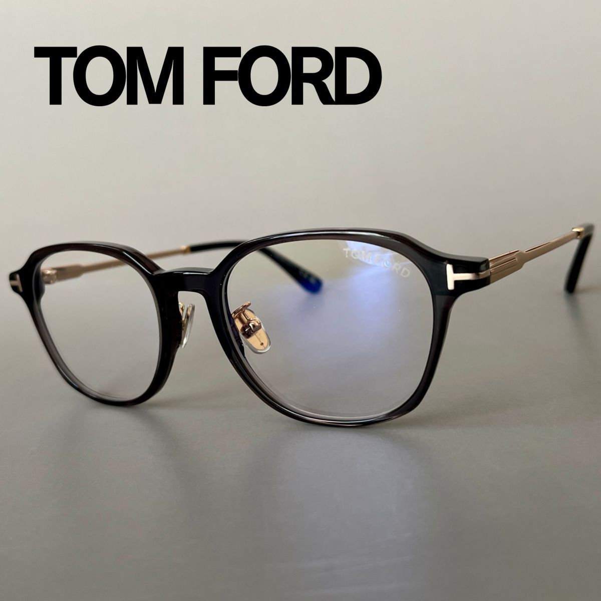 トムフォード メガネ TOM FORD アジアンフィット クラウンパント グレー ゴールド 金 眼鏡 ブルーライトカット 新品 メンズ レディース